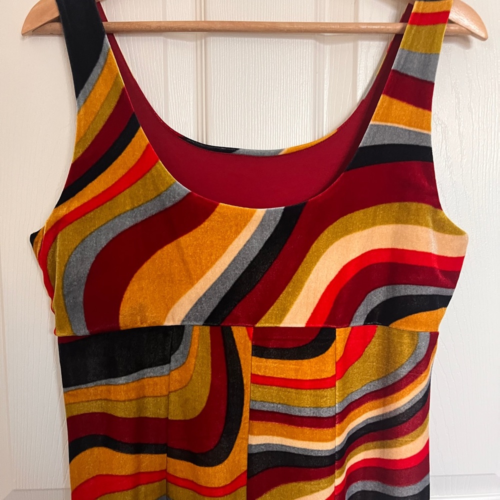 Dangerfield Multicolor Wavy Stripe Fitted Maxi Dress NWOT - Picture 4 of 9